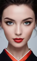 a woman with red lipstick posing for a photo