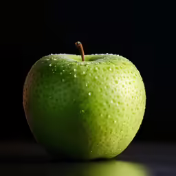 an apple with water drops on it