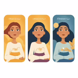 three posters with people on them each one shows different expressions
