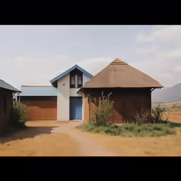 the house with two blue doors has no windows on it