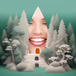 an image of a woman smiling with her mouth open