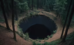 a black hole in the middle of some trees
