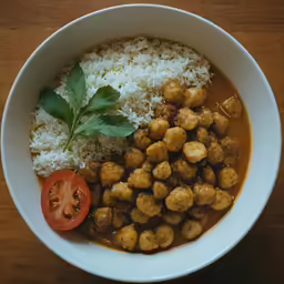 the bowl of food has rice, meat and tomatoes in it