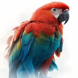 a colorful parrot is on a white background