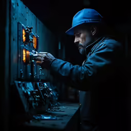 an electric engineer adjusting the controls on his machine