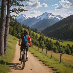 a person is riding a bicycle on a dirt road