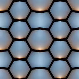 hexagonal hexagonal pattern of lights in a building
