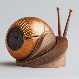 the snail has two brown antennae and one black