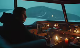 a man looks out at the snow outside