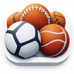 four different types of balls sitting in a white square box