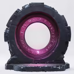an old tire with purple paint on it