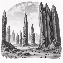 a black and white image of a landscape