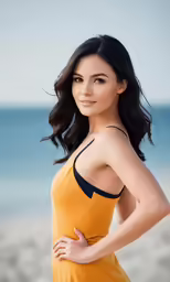 a beautiful young woman posing for the camera