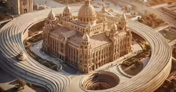 an aerial view of a very old, fancy building