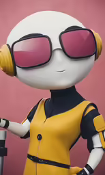 a doll wearing sunglasses and a yellow dress