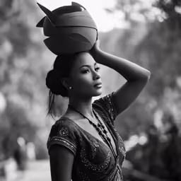 a girl in a black dress holding a basketball