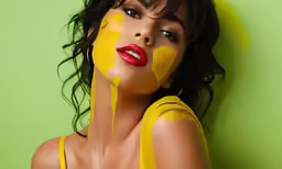an image of a person with yellow paint on their face
