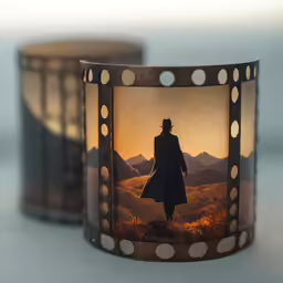 a picture is attached to a bracelet as if it were from the movie, django