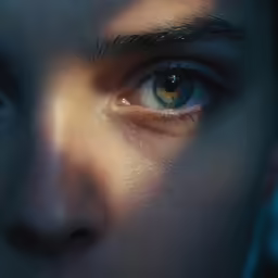 an eye has the shape of a human face