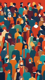 an image of a crowd of people walking together,an illustration of a crowd of people standing in different colors