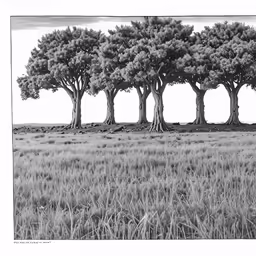 the field has several different trees that are growing
