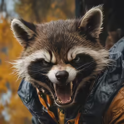 a small racoon standing on its back feet