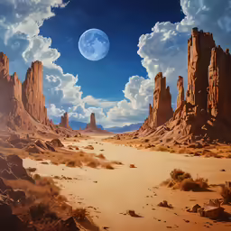 the painting is in color and it appears to be night