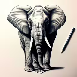 an elephant drawing with a pencil and a paper,a pencil drawing of an elephant
