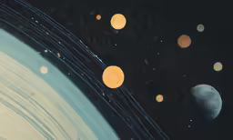a solar system with multiple rings and planets