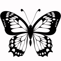 a black and white butterfly is shown on a white background,a butterfly that is sitting on the white background