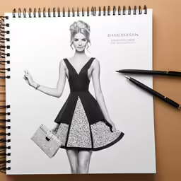 an illustration of a lady in black and white