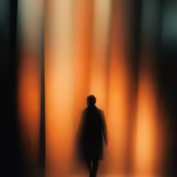 a lone person walking in the middle of the dark tunnel