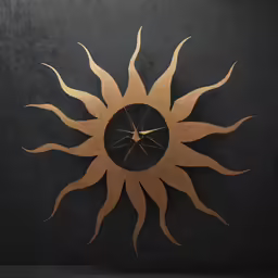 a large sunflower clock mounted to a black wall