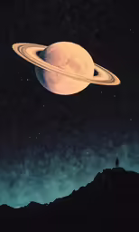 the planet is shown in front of a mountain