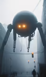 a man walks underneath a large light on an outdoor sculpture