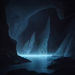 a cave is illuminated by the light from the sun