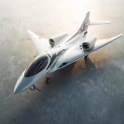 an aerial view of a fighter jet flying in the sky