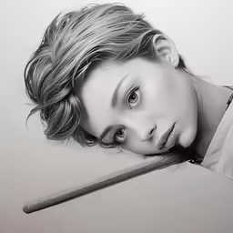 the woman is holding a brush while staring at the camera