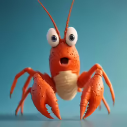 a 3d orange crab with a blue background