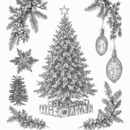 a christmas tree with ornaments and a wishes sign