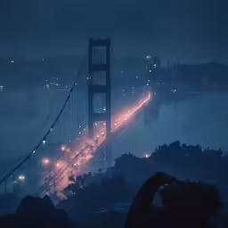 an image of a night time scene with the view of the golden gate bridge