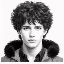 a young man with curly hair and a jacket