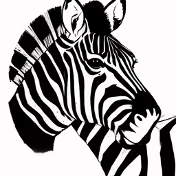 a zebra is shown in black and white