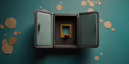 an empty black box with a square opening