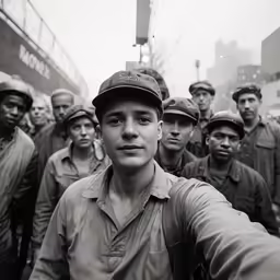a man taking a selfie with military fatigues