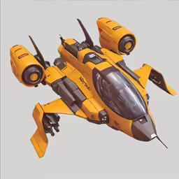 a yellow plane is floating over some water
