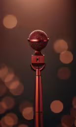 a red microphone on top of a microphone stand