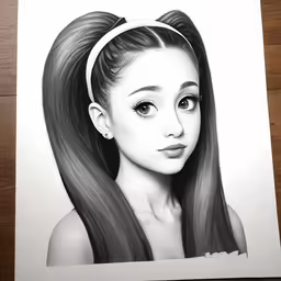 a drawing of the head of a young girl with long hair
