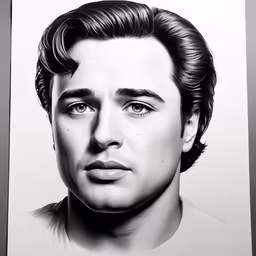 a portrait of a man in black and white