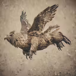 a golden colored bird that is flying in the air